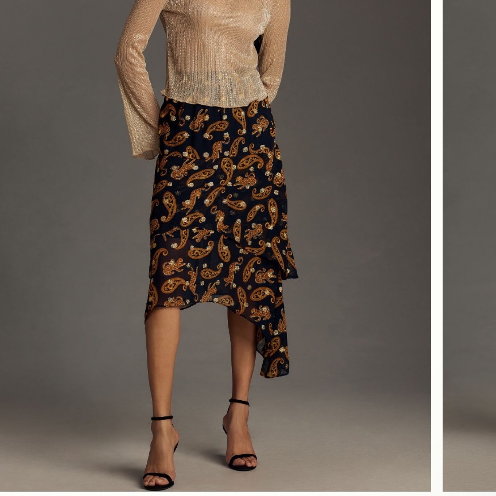 Anthro Farm Rio Asymmetrical Tiered
Midi Skirt